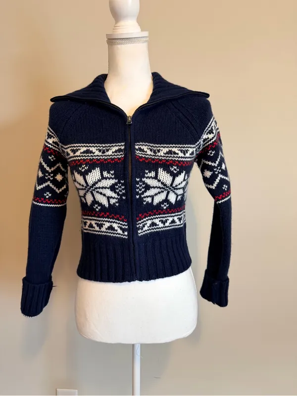 Aritzia TNA Echo Zip-Up knit sweater with a shawl collar wool size small NWT - Image 3