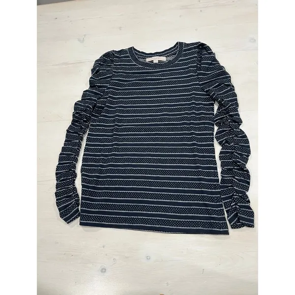 LOFT XS Cinched ruffled knit‎ long sleeve top - Image 3