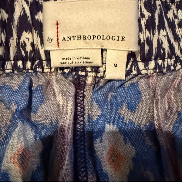 Anthropologie Value Blue Aztec Printed Wide Leg Pull On Pants‎ Sz M - Image 9