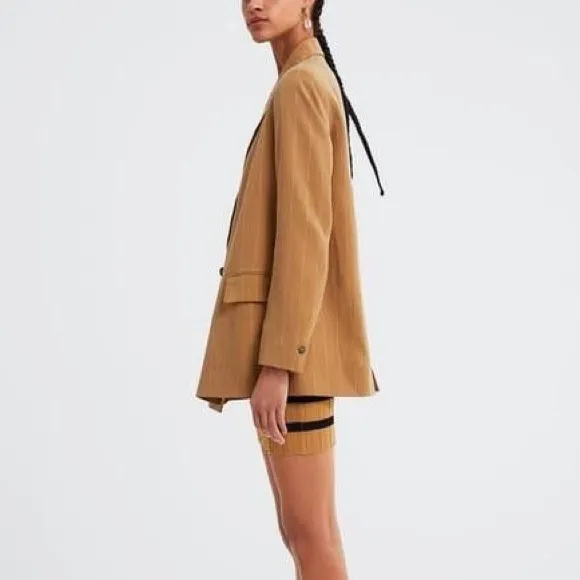 Zara Women’s Linen-blend Striped‎ Blazer Jacket in Mustard Yellow Size S - Image 13