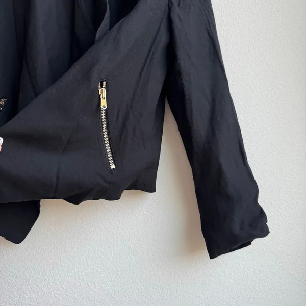 ✨$5/$25 Club Monaco Drape Black Open Zipper Blazer Career Office Size Small - Image 2