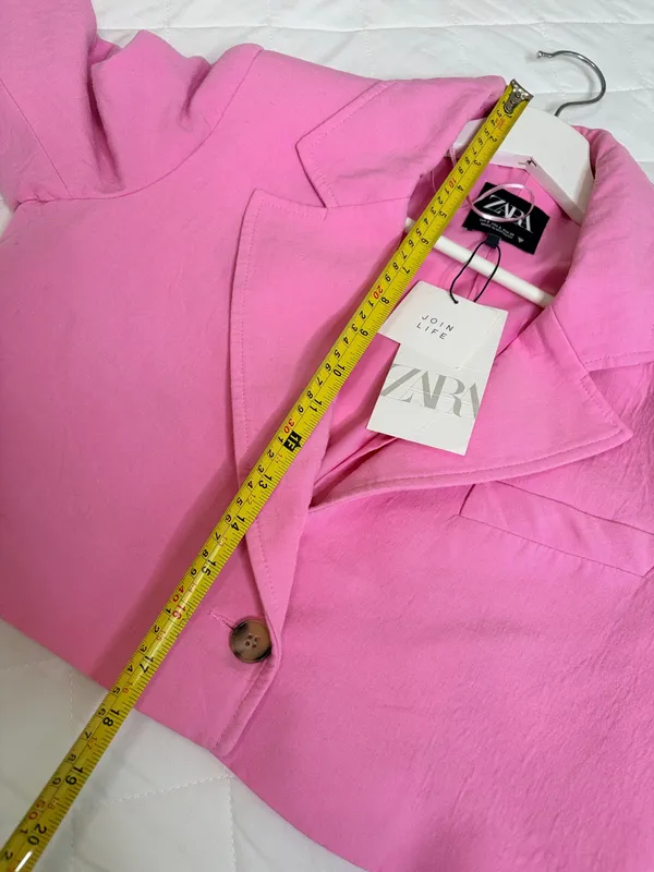 Zara S Pink Cropped Blazer NWT Chic Preppy Minimalist Barbiecore Tailored Jacket - Image 6