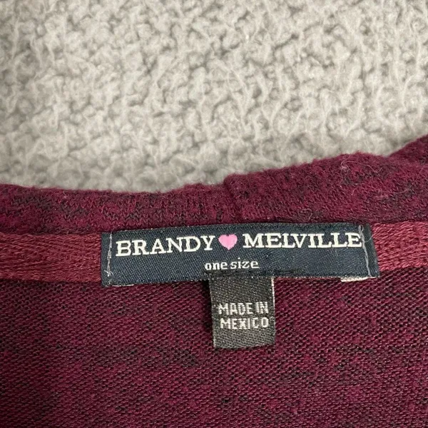 Brandy Melville Robin Hoodie Women OS Maroon Lightweight Pullover‎ - Image 3