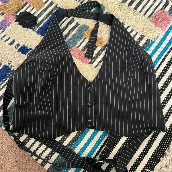 Pepper Mayo Hollywood Boulevard Vest Crop - Pinstripe M - Image 6