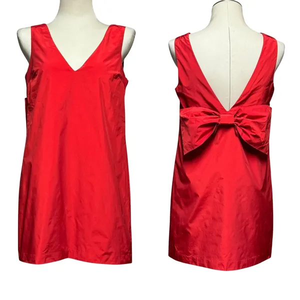 Hyacinth House Tuckernuck Bow Bella Mini Dress Sleeveless V-Neck Red Small - Image 2