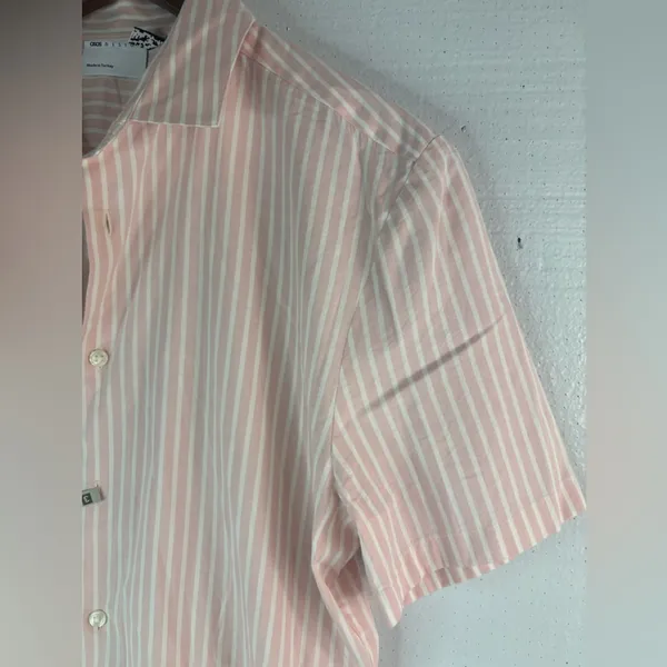 ASOS M Preppy Pastel Pink and White Striped Button Down Shirt - Image 3