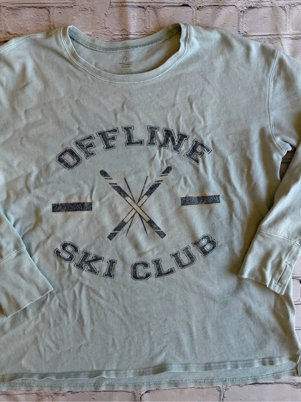 Off-Line By Aerie Graphic Sweatshirt Pullover Lightweight Skiing Ski Club Medium - Image 2
