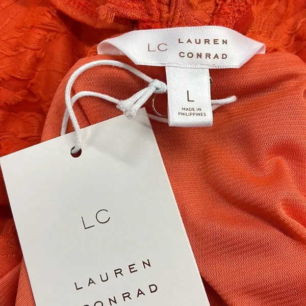 LC Lauren Conrad NWT Coral Ruffled Sleeve Square Neck Cross Back Top - Image 9