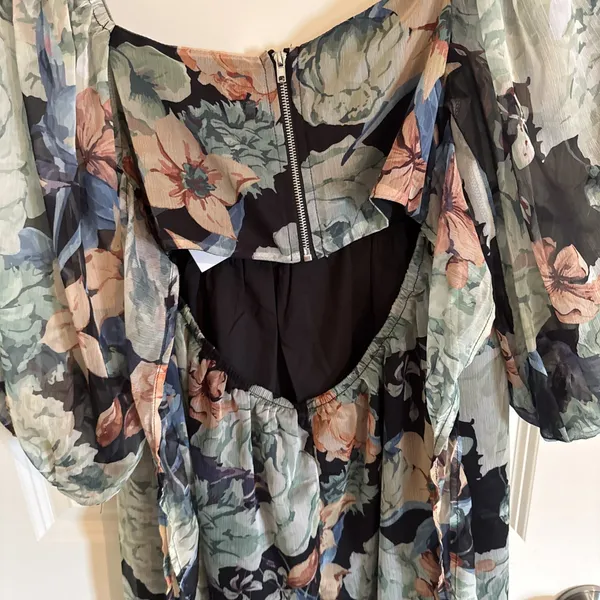 Promesa Blooming Belle Small Floral Chiffon Babydoll Mini Dress Midnight‎ NWT - Image 6