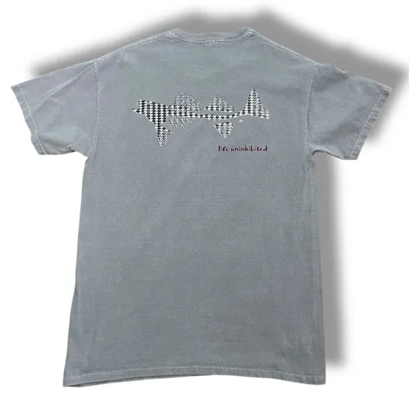 Coastal Cotton life uninhibited houndstooth fish skeleton tshirt medium - Image 8
