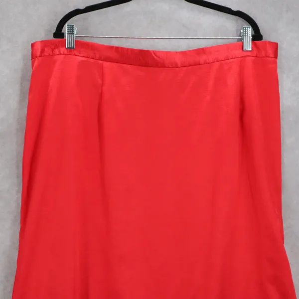 Ashro Red Formal Flare Long Party Satin Chic Vintage Cherry Maxi Skirt Plus‎ 22W - Image 3