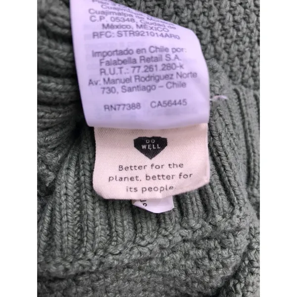 Madewell Crewneck Sweater Womens XS Green Excellent Textured Knit High Low Hem‎ - Image 6