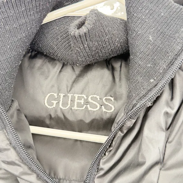 Guess Womens Black Down Feather Puffer Jacket Coat T361255 Snap Zip Front Pocket - Image 4
