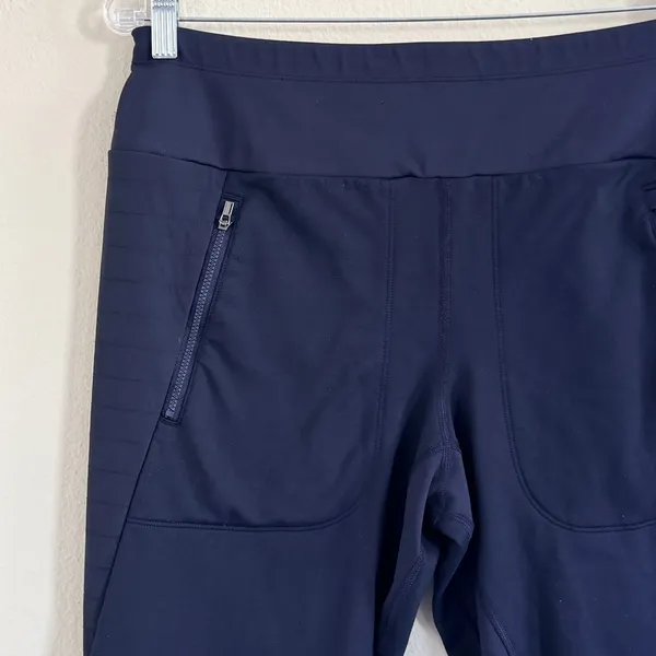 Athleta Peak Hybrid Fleece Tight Leggings Womens Large Navy Blue Outdoor Camping - Image 4