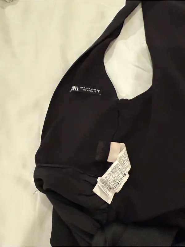 Zara Black Satin Crop Top - Image 4
