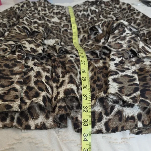 Cupshe Leopard Mini Dress Tiered Flounce & Ruffle Bishop Sleeve Brown Sm Mobwife - Image 5