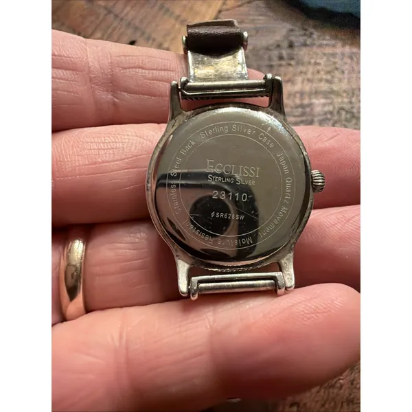 Ecclissi Sterling Silver 925 Womens 29mm Watch Bracelet Leather w New Battery - Image 6