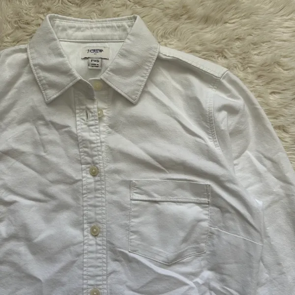 J. Crew Factory Top Petite Button-Up Oxford Shirt in Signature Fit White PXS NWT - Image 6
