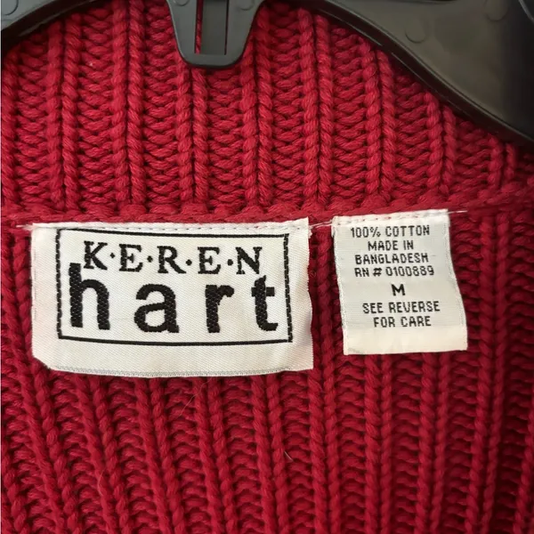 Keren Hart Chunky‎ Women’s Sweater. Red. 100% cotton. Medium. - Image 5