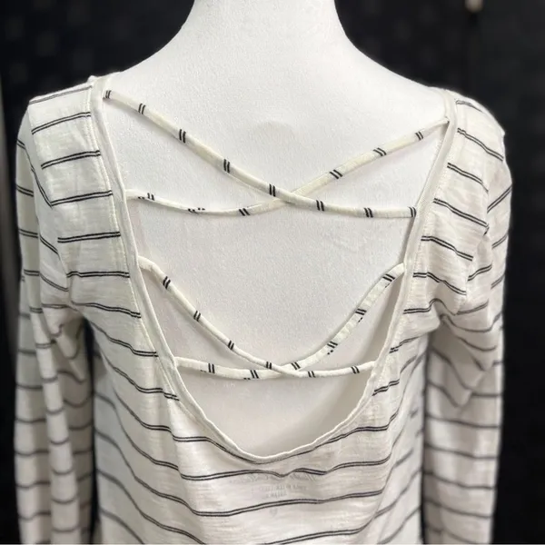 Hollister Slub Knit Tee Top Womens S Striped Strappy Back Layering Costal Preppy - Image 3