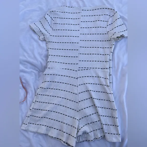 ZARA Striped Wrap Dress in White‎ and Black - Image 4