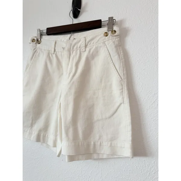 Free People Ivory Herringbone Cotton Shorts Women’s Size 0 Boho Preppy Casual - Image 3