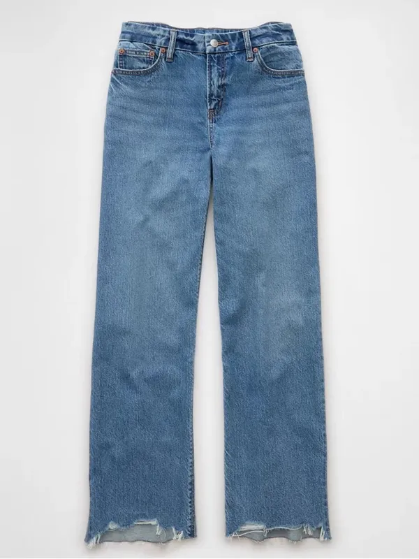 American Eagle AE Curvy High Waisted Stovepipe Jean Raw Hem Size 2 Long - Image 14