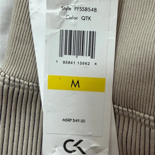 Calvin Klein Performance Womens Ribbed High Waist Biker Shorts Tan PFSS8548 - Image 3
