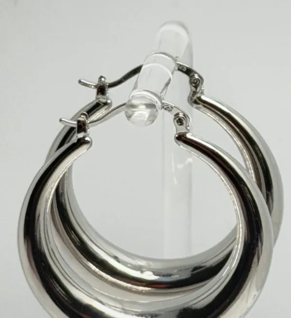 925 Sterling Silver Hoops Earrings - Image 3