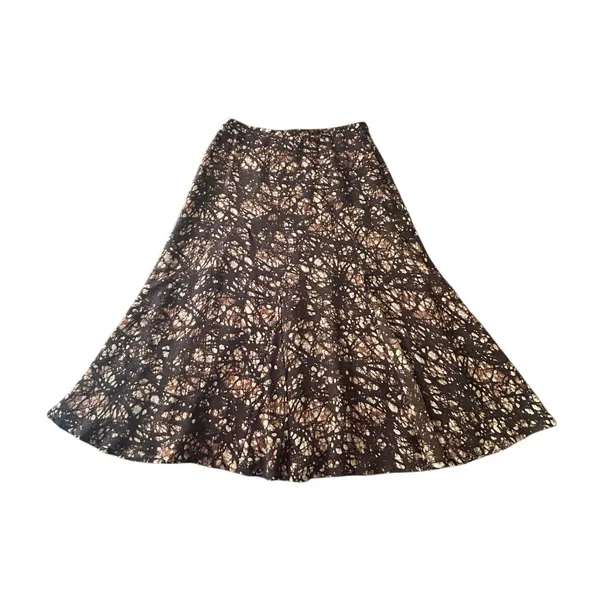 Vintage 90s Jones‎ New York 100% Silk Long Skirt 12P Fairy Boho Y2K Earth Tones - Image 2