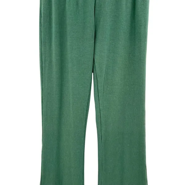 Aritzia Sunday Best Tate‎ Pants High-Waisted Flare Ribbed Stretch Green Size XS - Image 3
