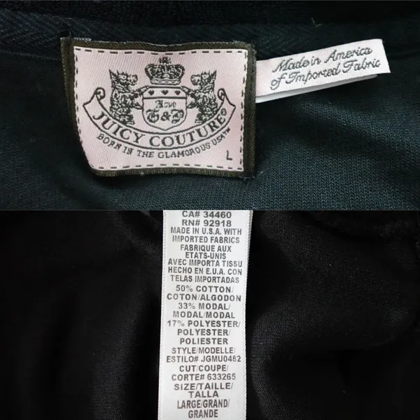 Vintage Juicy Couture Y2K Black Gold 'Juicy Girl' Short Sleeve Hoodie Size L - Image 6