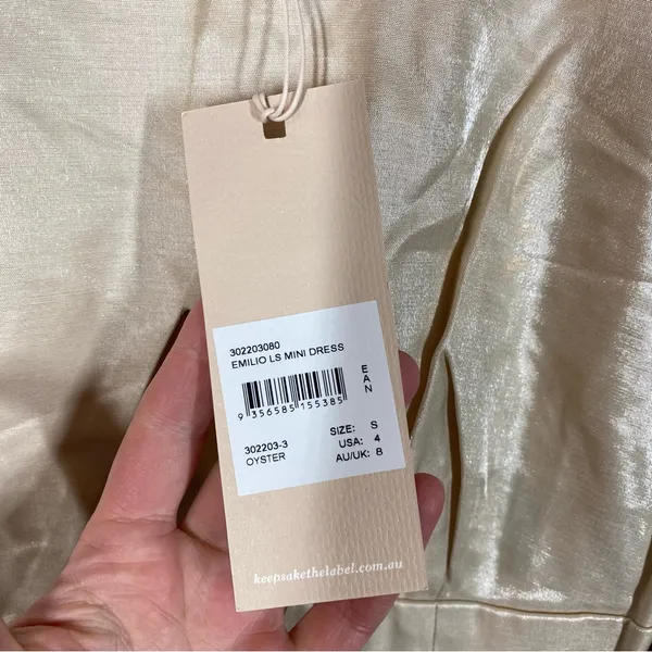 NEW KEEPSAKE emilio long sleeve mini dress in oyster size small / 4 wedding grad - Image 3