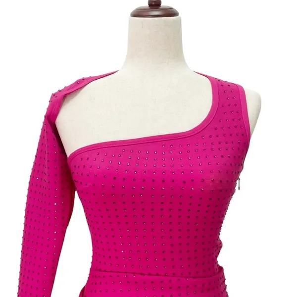 Superdown Adley Hot Pink One Shoulder Sequin Mini Dress Size XS Party Clubwear - Image 5