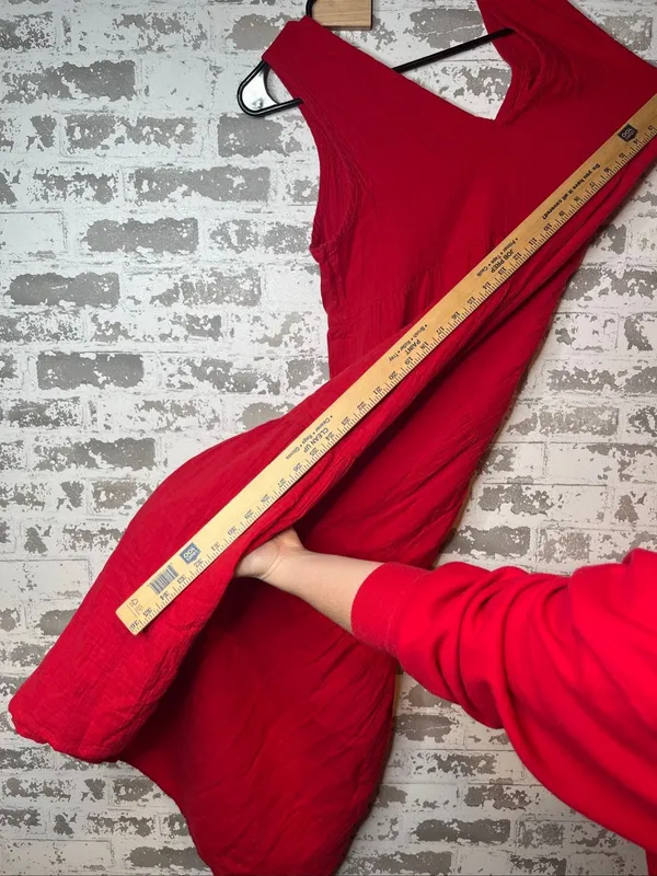 Quince | women gauzy coral red dress long - Image 3