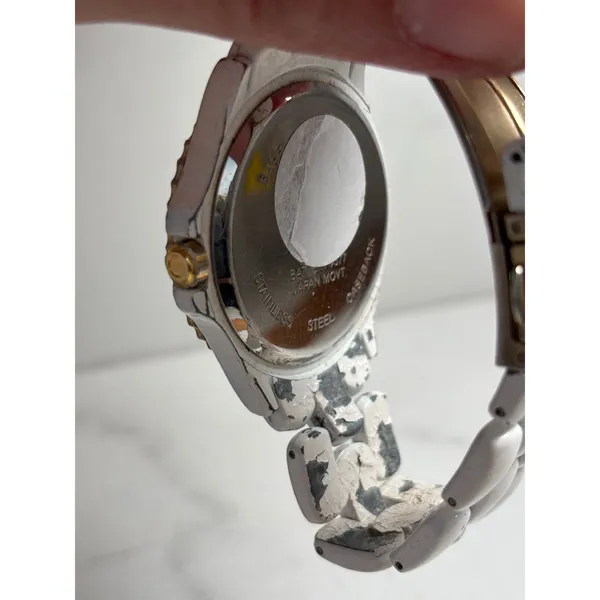 Embassy by Gruen White Enamel Crystal Bezel Quartz Watch Gold Tone Accents - Image 11