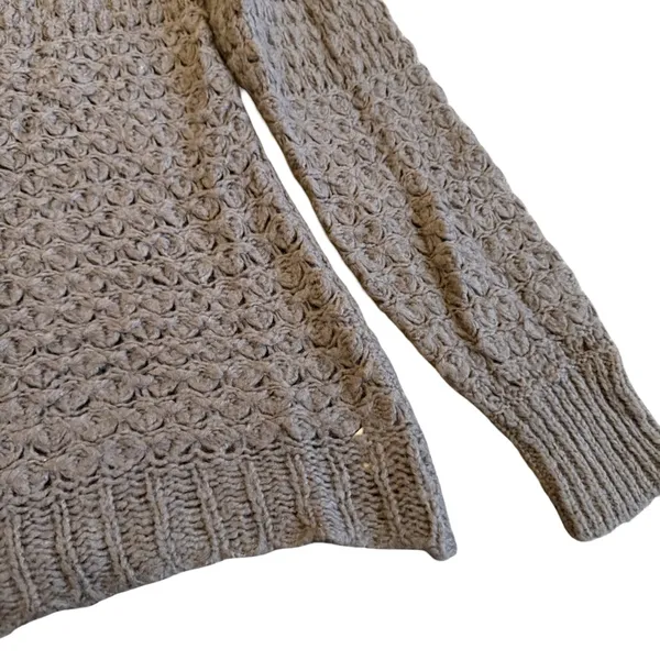 Free People Chunky Pullover V-Neck Sweater Neutral Brown Wool Stretch Size Large - Image 5