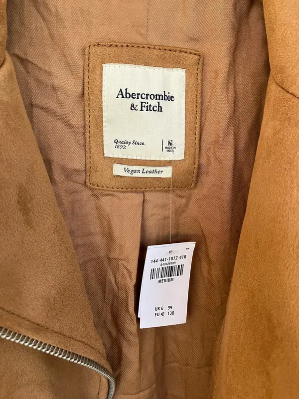 NWT Abercrombie & Fitch Women's Tan Suede Moto Jacket - Image 2