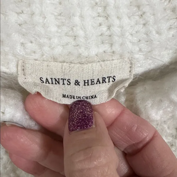 Saints and Hearts Cozy White Knit Sweater Dress - Image 2