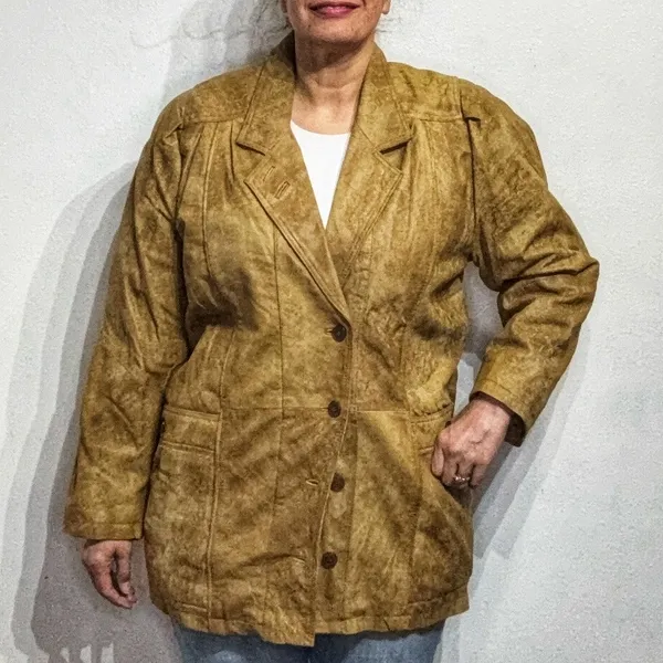 Tan Genuine Leather Vintage Jacket Sz M - Image 5