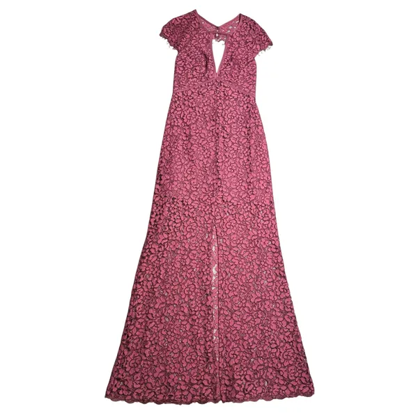 Harlyn Anthropologie Pomegranate Keyhole Maxi Lace Dress Burgundy‎ S Cap Sleeve - Image 6