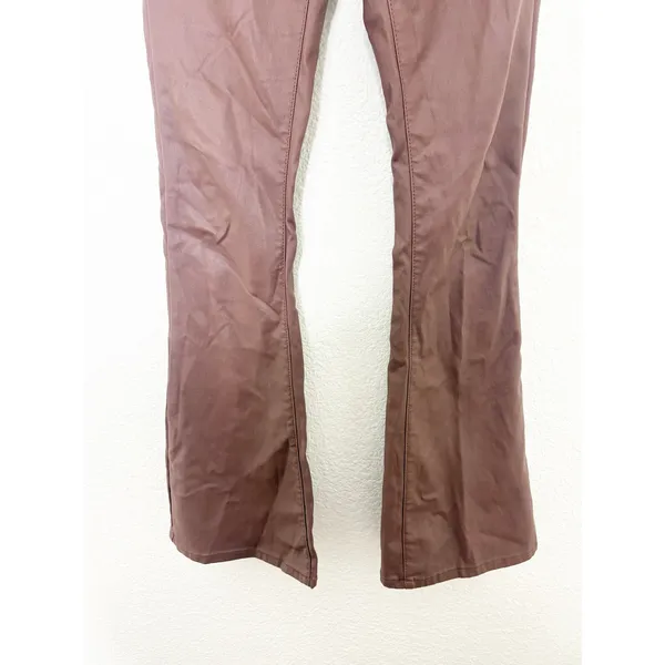 Edikted Luna Faux Leather Mid Rise Flared Jeans Size Medium Brown Chic - Image 10
