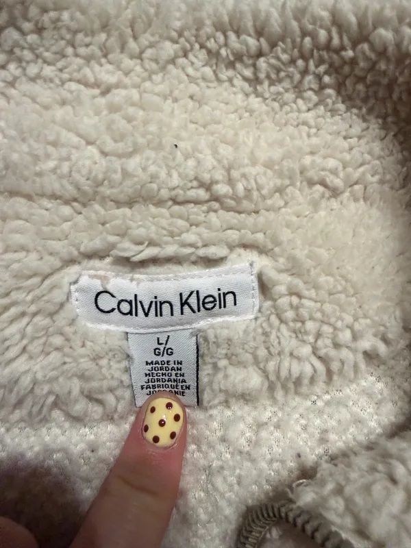 Calvin Klein Cream Sherpa Fleece Jacket – Size Large - Image 3