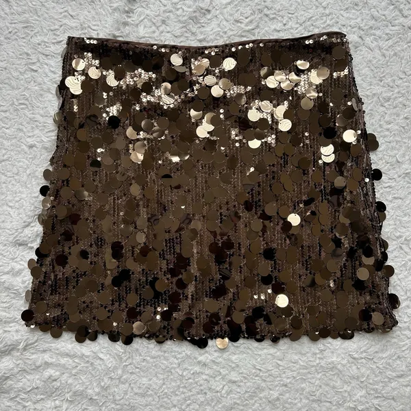 Ann Taylor Loft Brown Sequin Mini Skirt Size 12 - Image 5