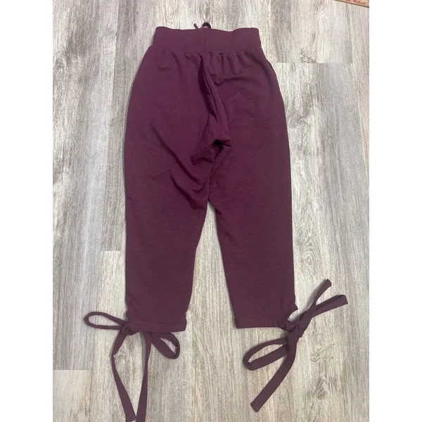 Gymshark Ark Womens High Waisted Tie‎ Cuff Joggers Maroon Size XS - Image 5
