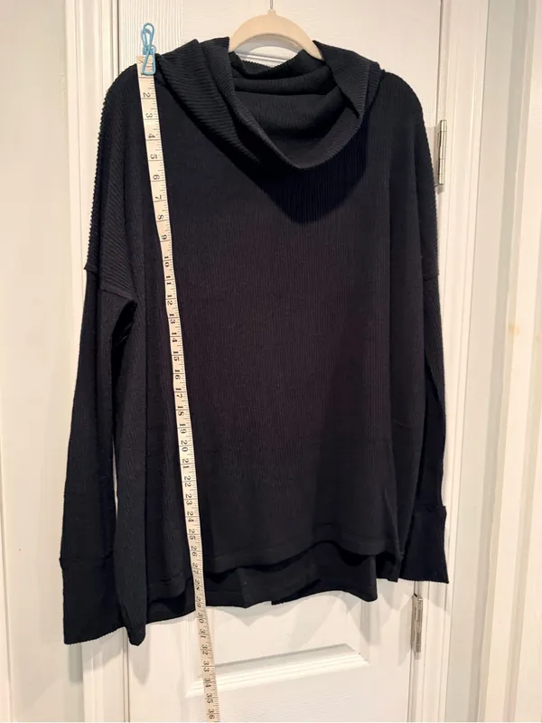 We The Free Free People Size S Black Oversized Cowl Neck Split Back Sweater - Image 10