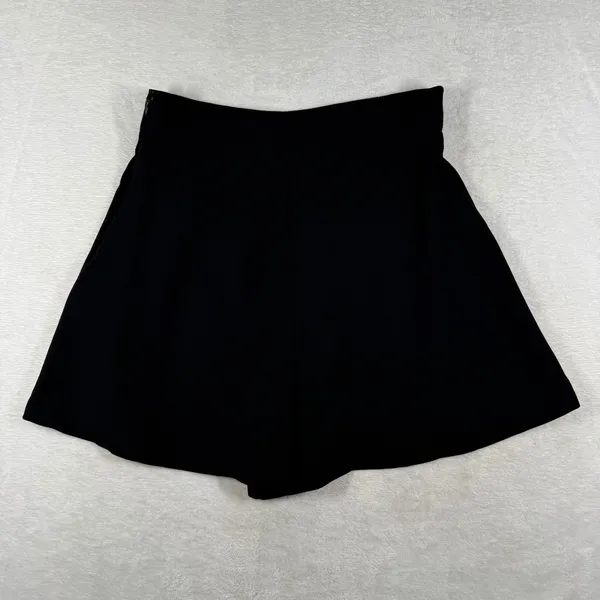 Zara Black Pleated Mini Skort High Rise Side Zip Size Medium Casual Chic - Image 7