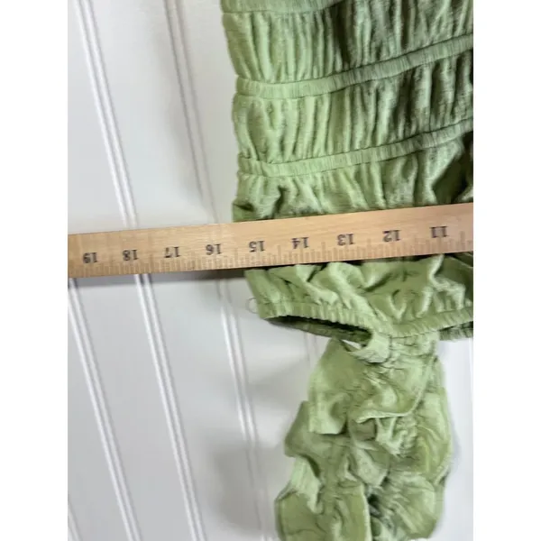Kingston Grey Sage Green Ruffle Smocked Tiered Midi Dress Cottagecore Boho Large - Image 10