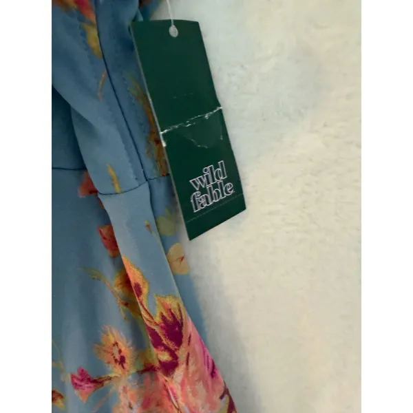 Wild Fable Slate Blue Floral‎ Ruffle Maxi Dress Womens Medium NWT - Image 4