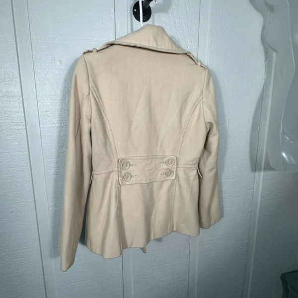 Kenneth Cole Reaction Khaki Double Breasted Belted Jacket Size 4 EUC - Image 6